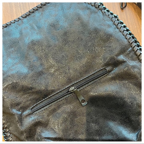 Distressed vegan Leather Paris Chain Dark Brown Fashion Stylish Bag - Picture 7 of 8